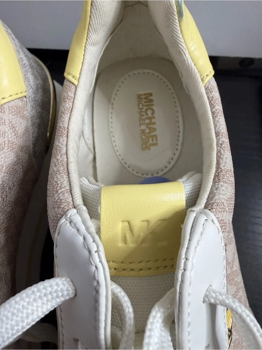 Michael Kors Cream & Yellow Logo-Trim Sneakers